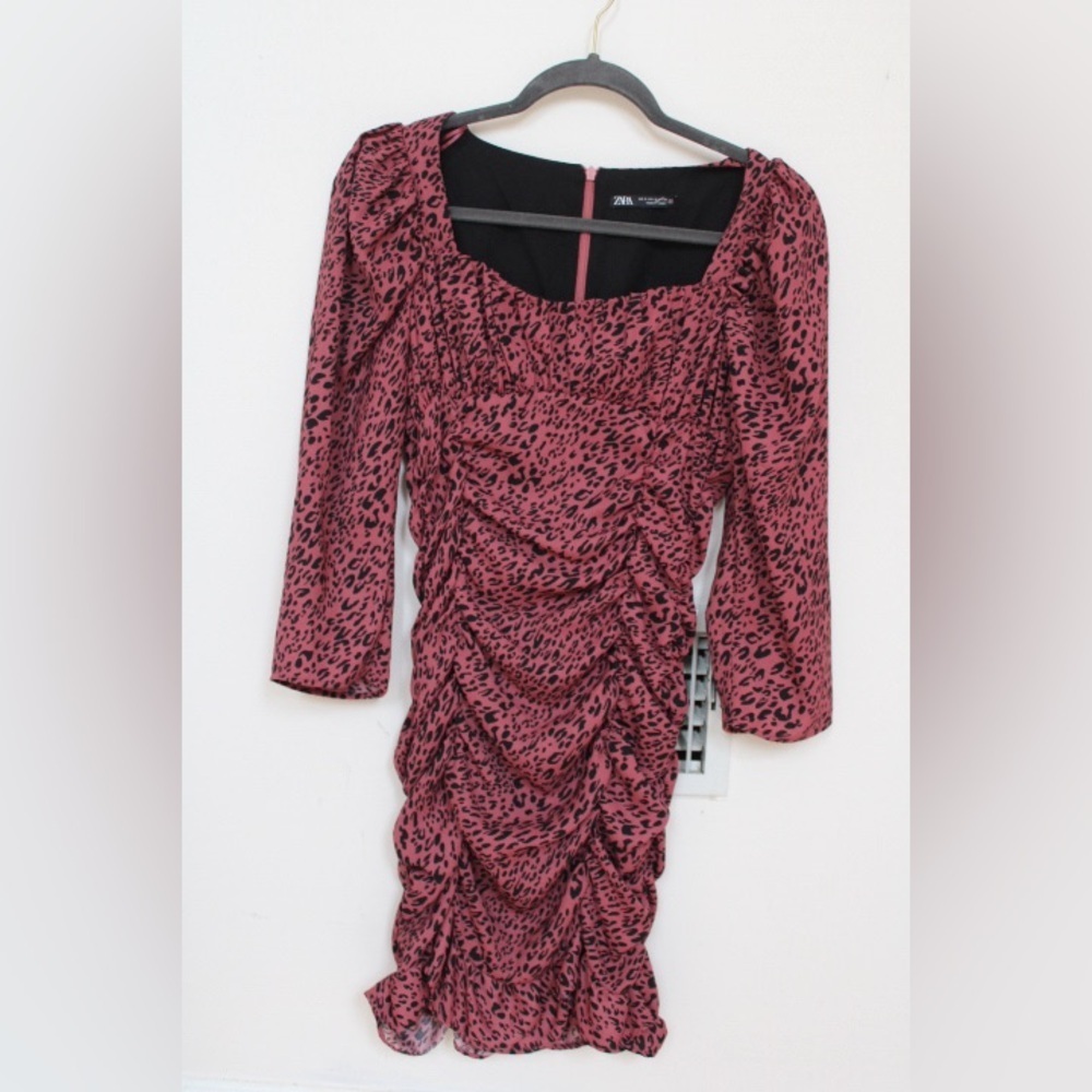 Zara pink printed zebra dress